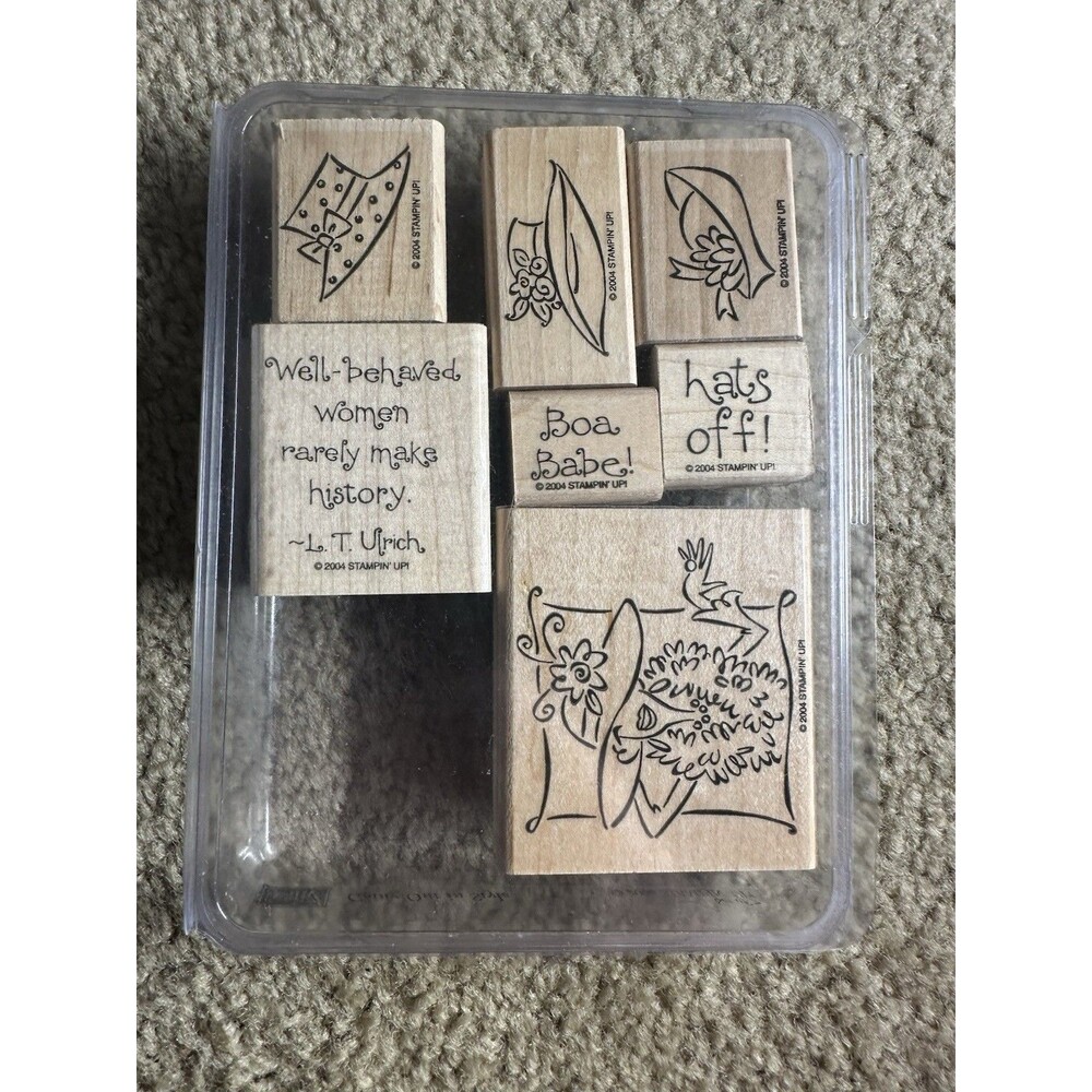Stampin' Up! Set of 7 Wood Mounted Rubber Stamps "Going Out in Style" From 2004